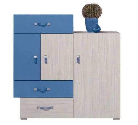 Children's room - Chest of drawers "Felipe" 07, Blue / White - Measurements: 100 x 100 x 40 cm (H x W x D)
