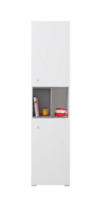 Children's room - Wardrobe Lede 05, Colour: Grey / White - Measurements: 190 x 45 x 40 cm (H x W x D)