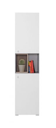 Children's room - Wardrobe Lede 05, Colour: Grey / Oak / White - Measurements: 190 x 45 x 40 cm (H x W x D)