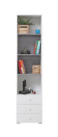 Children's room - Shelf Lede 07, Colour: Grey / White - Measurements: 190 x 45 x 40 cm (H x W x D)