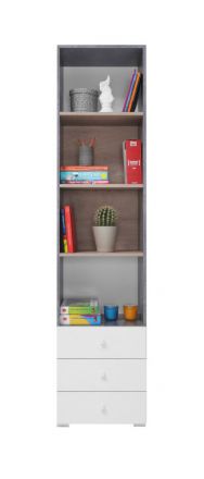 Children's room - Shelf Lede 07, Colour: Grey / Oak / White - Measurements: 190 x 45 x 40 cm (H x W x D)