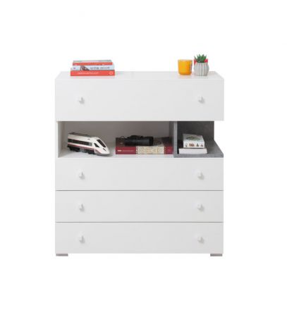 Children's room - Chest of drawers Lede 11, Colour: Grey / White - Measurements: 90 x 85 x 40 cm (h x w x d)