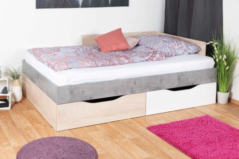 Children's bed / kid bed Lede 16, Colour: Grey / Oak / White - Lying surface: 120 x 200 cm