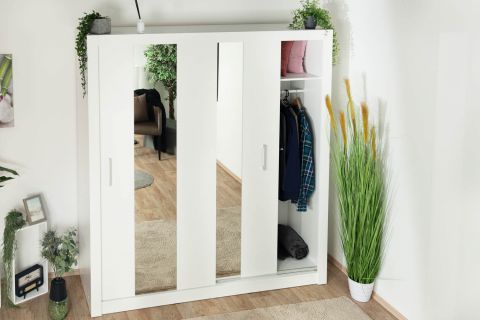 Sliding door closet / closet Zwalm 02, Colour: White - Measurements: 215 x 200 x 60 cm (H x W x D).
