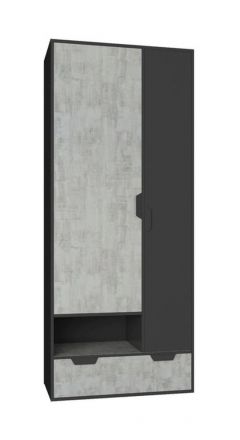 Children's room Hinged door wardrobe / Wardrobe Sprimont 02, Colour: Dark Grey / Grey - Measurements: 195 x 80 x 50 cm (H x W x D)