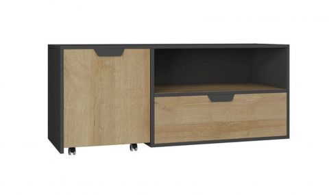 Children's room TV base cabinet Sprimont 10, Colour: Grey / Oak - Measurements: 45 x 120 x 50 cm (H x W x D)