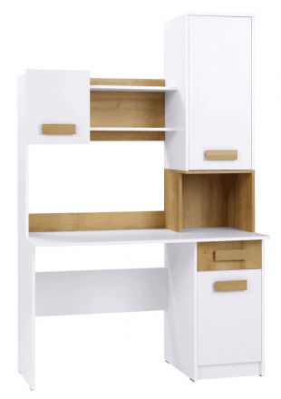 Desk with cabinet extension Fafe 20, Colour: Oak Riviera / White - Measurements: 195 x 125 x 53 cm (H x W x D).