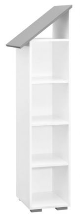 Children's room - Bookcase Daniel 03, Colour: White / Grey, door hinge left - 165 x 43 x 44 cm (h x w x d)