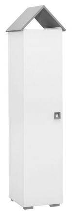 Children's room - Hinged door cabinet / Wardrobe Daniel 04, Colour: White / Grey - 191 x 48 x 46 cm (H x W x D)