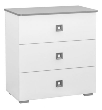 Children's room - Chest of drawers Daniel 05, Colour: White / Grey - 87 x 83 x 50 cm (h x w x d)