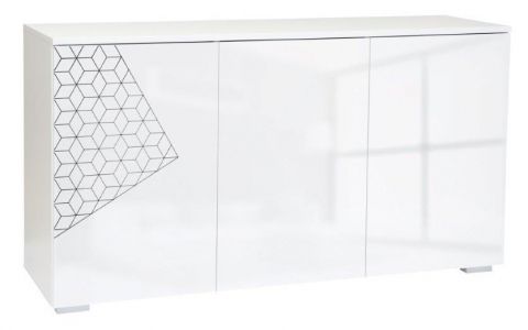 Chest of drawers Tandil 29, Colour: White / Glossy White - 75 x 138 x 42 cm (h x w x d)