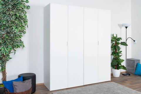 Hinged door cabinet / Wardrobe Minnea 07, Colour: White - Measurements: 206 x 180 x 57 cm (H x W x D)