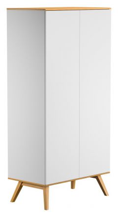 Hinged door cabinet / Wardrobe Naema 04, Colour: White / Oak - Measurements: 208 x 100 x 58 cm (H x W x D)