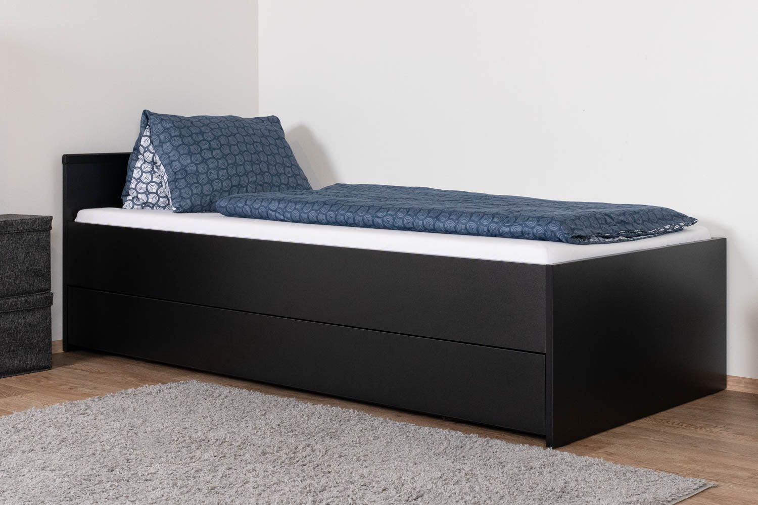 Children's bed / Kid bed Marincho 81 incl. 2nd berth, Colour: Black - Lying area: 90 x 200 cm