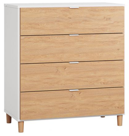 Chest of drawers Arbolita 34, Colour: White / Oak- measurements: 100 x 90 x 47 cm (h x w x d)