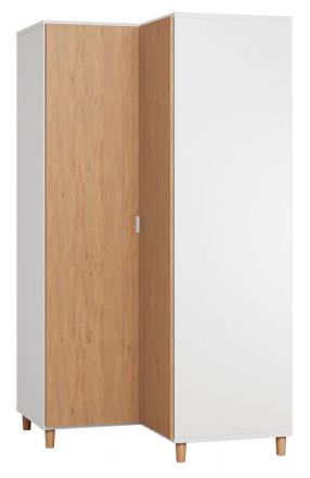Hinged door cabinet / Corner Wardrobe Arbolita 40, Colour: White / Oak - Measurements: 195 x 102 x 104 cm (H x W x D)