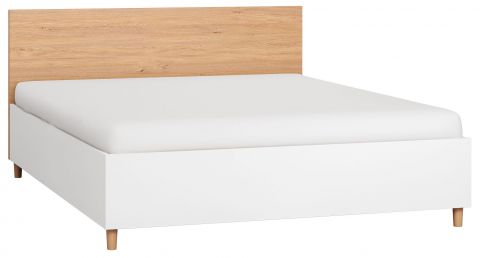Double bed Arbolita 45 incl. slatted frame, Colour: white / oak - Lying surface: 160 x 200 cm (w x l)