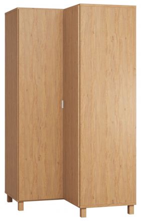 Hinged door cabinet / Corner wardrobe Averias 14, Colour: Oak - Measurements: 195 x 102 x 104 cm (H x W x D)