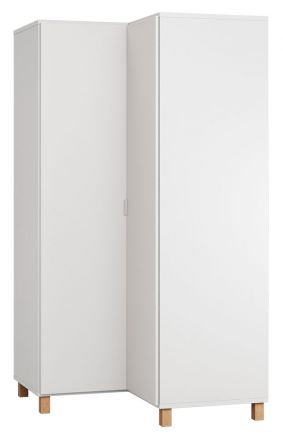 Revolving door wardrobe / Corner wardrobe Invernada 14, Colour: White - Measurements: 195 x 102 x 104 cm (H x W x D)