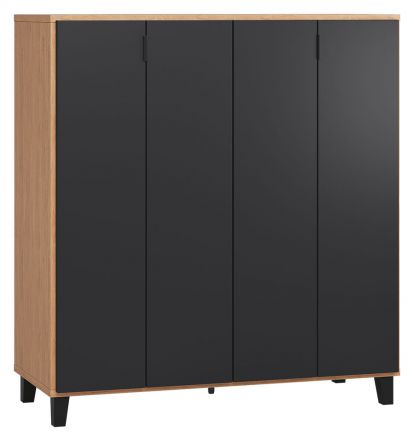 Bar cabinet Leoncho 03, Colour: Oak / Black - Measurements: 122 x 112 x 47 cm (H x W x D)