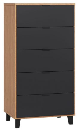 Dresser Leoncho 05, Colour: Oak / Black - Measurements: 122 x 63 x 47 cm (h x w x d)