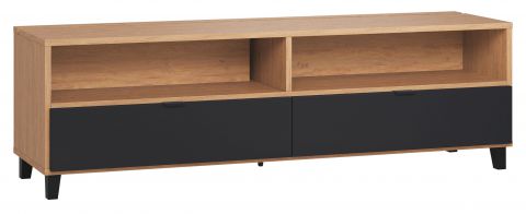 TV base cabinet Leoncho 11, Colour: Oak / Black - Measurements: 56 x 180 x 47 cm (H x W x D)