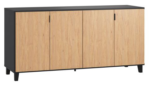 Dresser Leoncho 30, Colour: Black / Oak - Measurements: 78 x 160 x 47 cm (h x w x d)