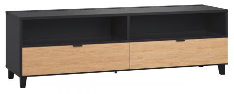 TV base cabinet Leoncho 37, Colour: Black / Oak - Measurements: 56 x 180 x 47 cm (H x W x D)