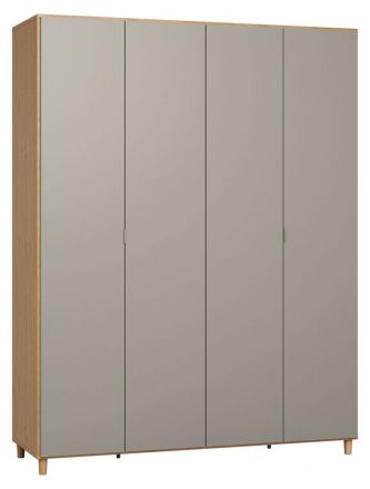 Hinged door closet / Wardrobe Nanez 15, Colour: Oak / Grey - Measurements: 239 x 185 x 57 cm (H x W x D)