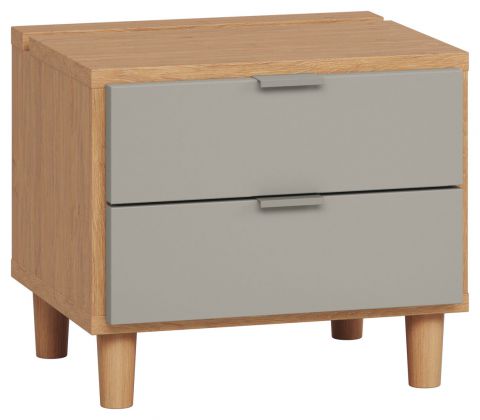 Night dresser Nanez 16, Colour: Oak / Grey - Measurements: 40 x 45 x 40 cm (H x W x D)