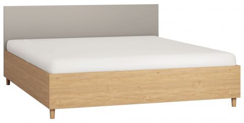 Double bed Nanez 18 incl. slatted frame, Colour: Oak / Grey - Lying surface: 180 x 200 cm (w x l)