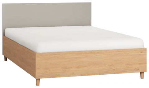 Double bed Nanez 20 incl. slatted frame, Colour: Oak / Grey - Lying surface: 140 x 200 cm (w x l)