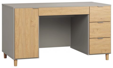 Desk Nanez 24, Colour: Grey / Oak - Measurements: 78 x 140 x 67 cm (H x W x D)