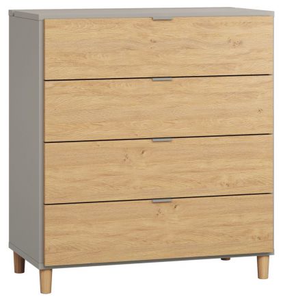Chest of drawers Nanez 30, Colour: Grey / Oak - Measurements: 100 x 90 x 47 cm (h x w x d)