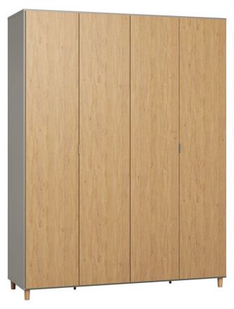 Hinged door closet / Wardrobe Nanez 37, Colour: Grey / Oak - Measurements: 239 x 185 x 57 cm (H x W x D)