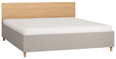 Double bed Nanez 40 incl. slatted frame, Colour: Grey / Oak - Lying surface: 180 x 200 cm (w x l)