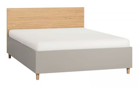 Double bed Nanez 42 incl. slatted frame, Colour: Grey / Oak - Lying surface: 140 x 200 cm (w x l)