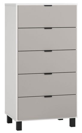 Chest of drawers Pantanoso 05, Colour: White / Grey - measurements: 122 x 63 x 47 cm (h x w x d)