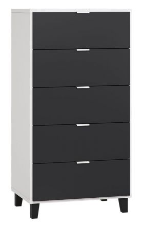Chest of drawers Vacas 05, Colour: White / Black- measurements: 122 x 63 x 47 cm (h x w x d)