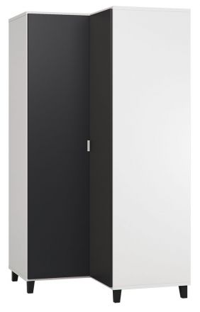 Revolving door wardrobe / Corner wardrobe Vacas 14, Colour: White / Black - Measurements: 195 x 102 x 104 cm (H x W x D)