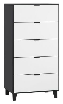 Chest of drawers Vacas 31, Colour: Black / White - measurements: 122 x 63 x 47 cm (h x w x d)