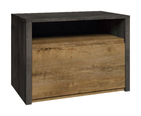 Bedside table Selun 22, Colour: Oak dark brown / Grey - 40 x 50 x 46 cm (h x w x d)
