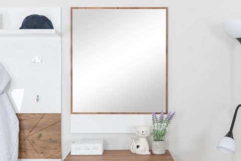Mirror Manase 14, Colour: Oak Brown / White high gloss - 81 x 63 x 2 cm (h x w x d)