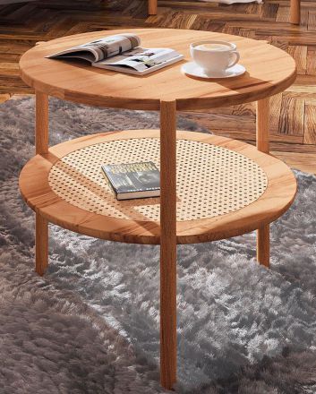 Coffee table Wellsford 51 solid oiled beech - Measurements: 70 x 70 x 50 cm (W x D x H)