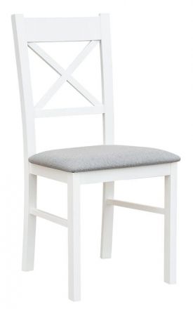 Chair Gyronde 22 with fabric cover, solid beech wood, White lacquered - 94 x 43 x 44 cm (H x W x D)