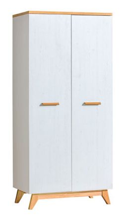 Hinged door cabinet / Wardrobe Panduros 01, Colour: White Pine / Brown Oak - Measurements: 185 x 85 x 52 cm (H x W x D)