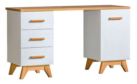 Desk Panduros 12, Colour: White Pine / Brown Oak - Measurements: 79 x 140 x 52 cm (H x W x D)