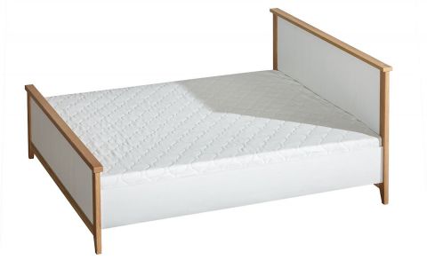 Double bed Panduros 13, Colour: Pine White / Brown Oak - Lying area: 160 x 200 cm (w x l)