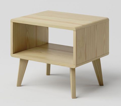 Bedside table of drawers solid pine wood natural Aurornis 47 - Measurements: 44 x 50 x 40 cm (H x W x D)