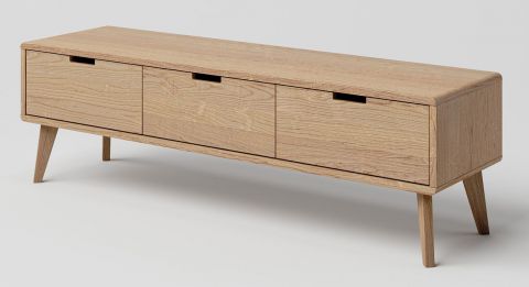 TV base cabinet solid oak natural Aurornis 55 - Measurements: 44 x 142 x 40 cm (H x W x D)